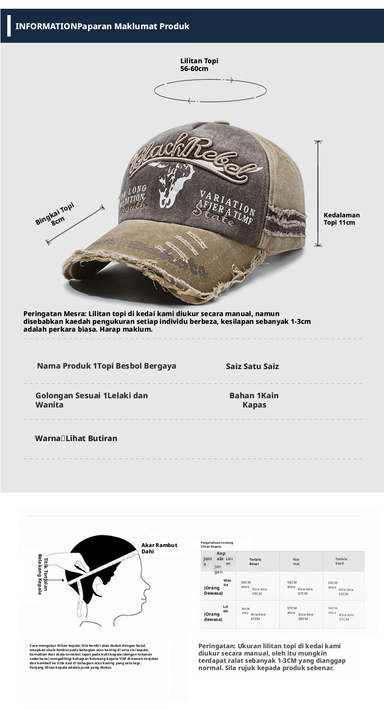Topi Besbol Lelaki Klasik Warna Pepejal Boleh Laras Topi Pemandu Lori Sukan Kasual