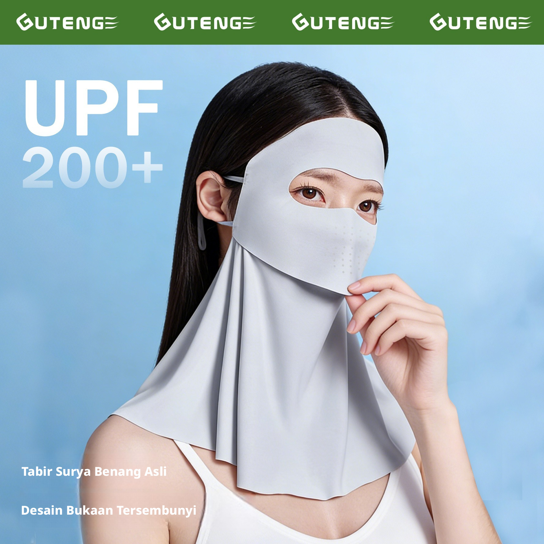Masker Wajah Perlindungan Hidung Terbuka Bernapas UPF50 UV Shield untuk Mengemudi Bersepeda