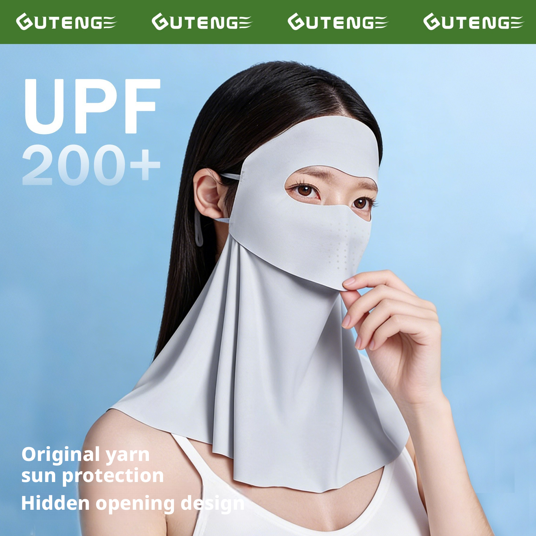 Breathable Open Nose Sun Protection Face Mask UPF50 UV Shield for Cycling Driving