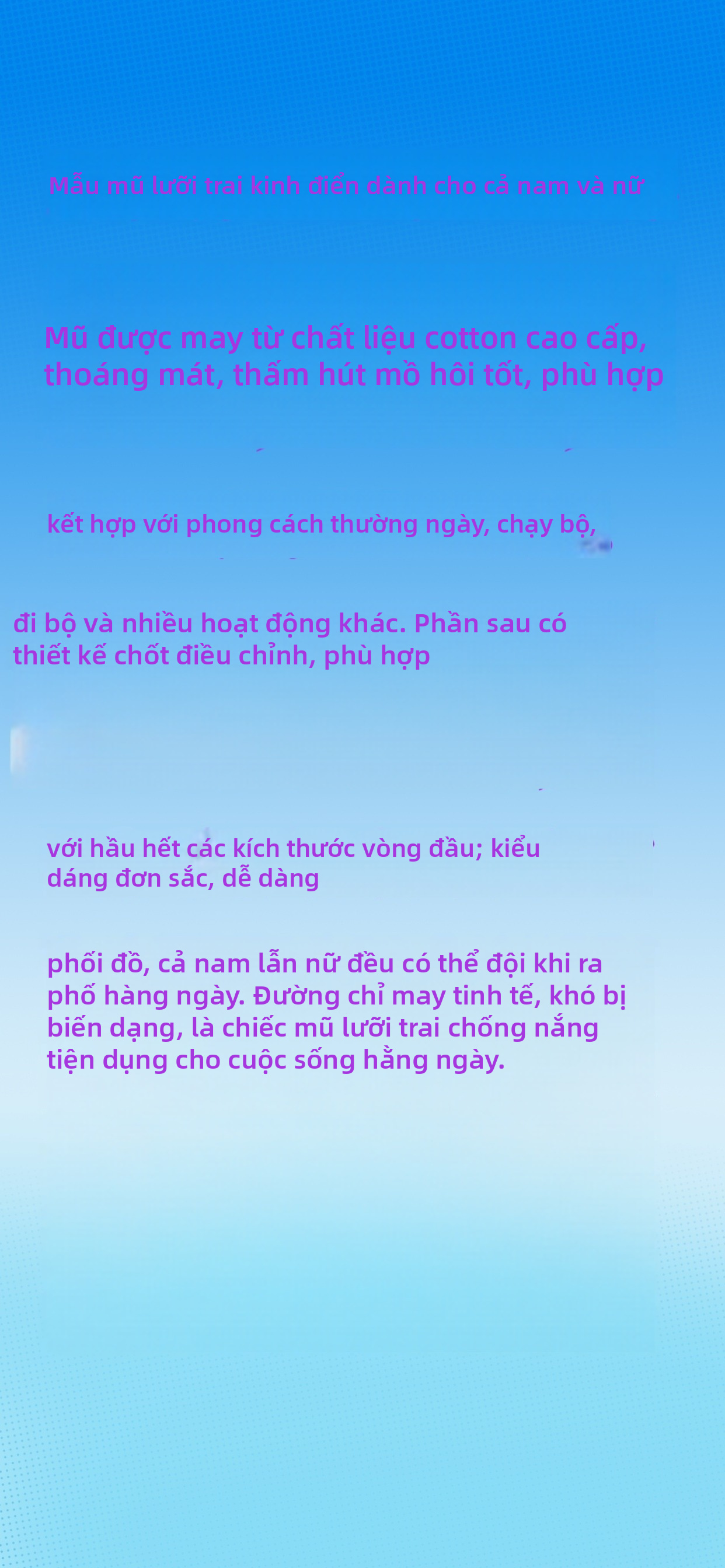 Mũ bóng chày bằng bông có thể điều chỉnh cho nam giới nữ thể thao ngoài trời Mũ giản dị