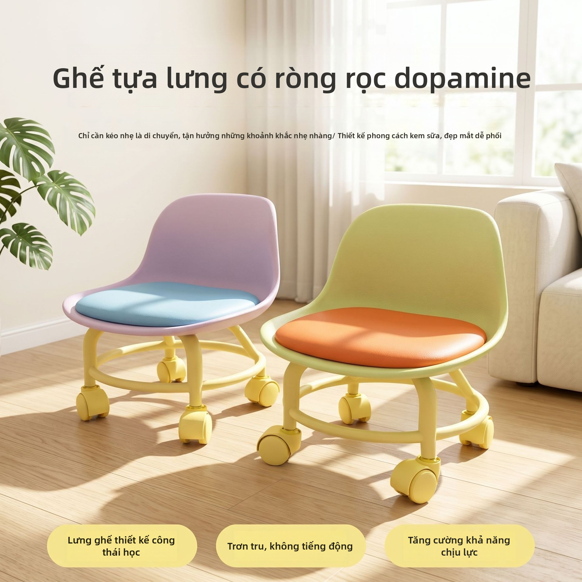 Bánh xe lăn đa năng Ghế đẩu thấp Ròng rọc chống mài mòn Ghế xoay Thoải mái có đệm Băng ghế di động cho Tiệm nhà để xe Sử dụng hàng ngày