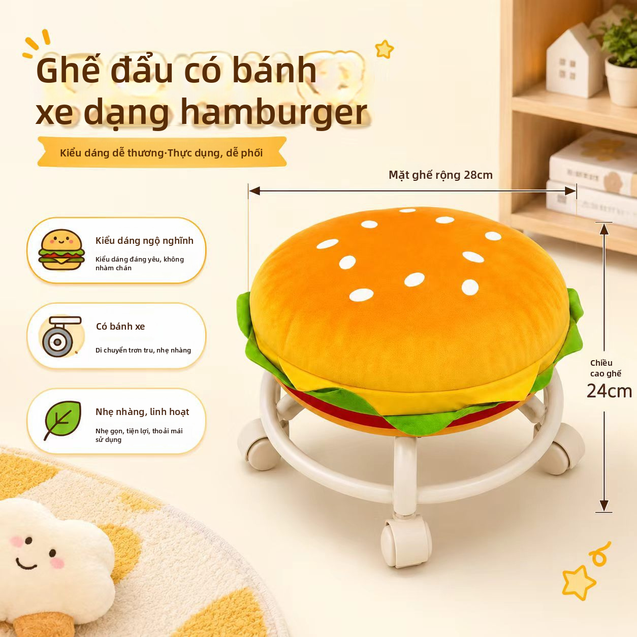 Bánh xe lăn đa năng Ghế đẩu thấp Ròng rọc chống mài mòn Ghế xoay Thoải mái có đệm Băng ghế di động cho Tiệm nhà để xe Sử dụng hàng ngày