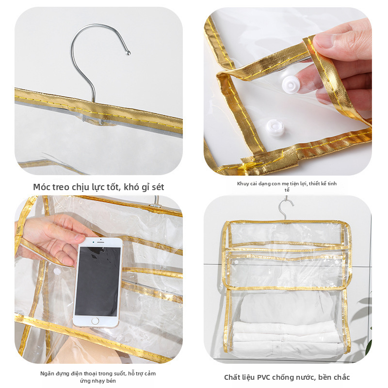 Trong suốt không thấm nước treo tường lưu trữ túi miễn phí đục lỗ phòng tắm quần áo khăn lưu trữ treo túi