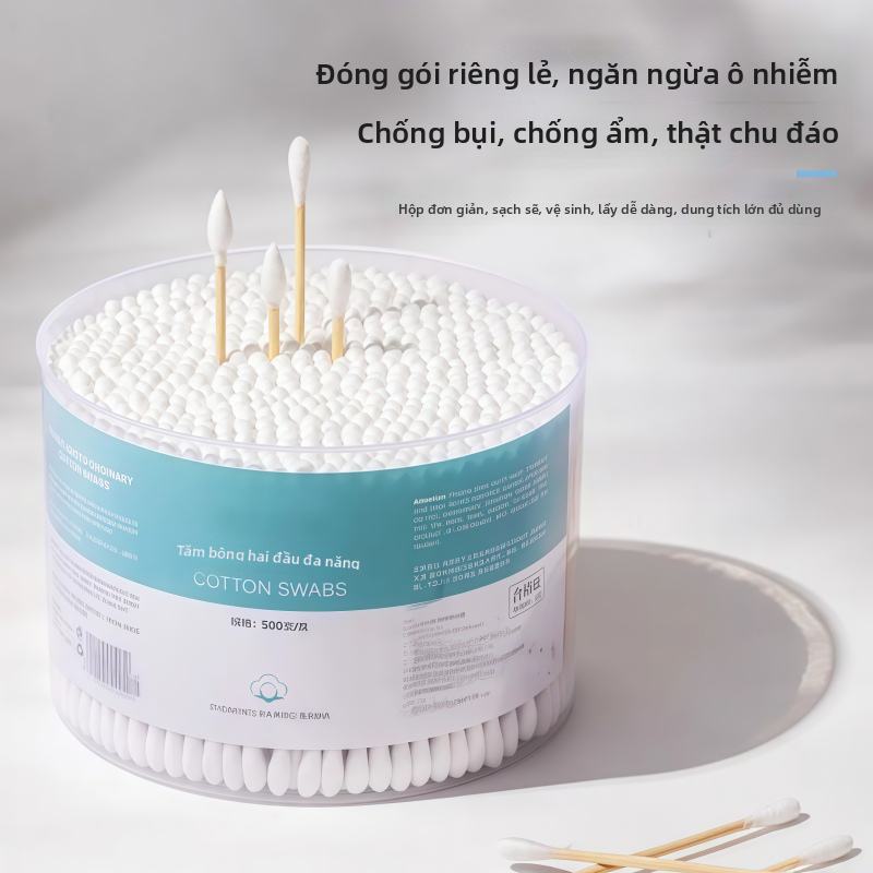 Tăm bông hai đầu dùng một lần Gậy bông nhiều kích cỡ để tẩy trang Làm sạch tai Khử trùng da