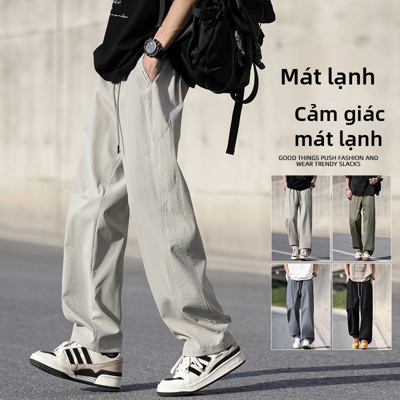 Quần âu nam nhanh khô, quần tây mùa hè nhẹ với thắt lưng dây rút