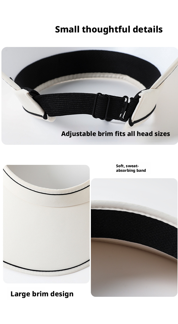 Women's Empty Top Sun Visor Hat, UV Protection Wide Brim Foldable Summer Outdoor Beach Sports Hat for Ladies