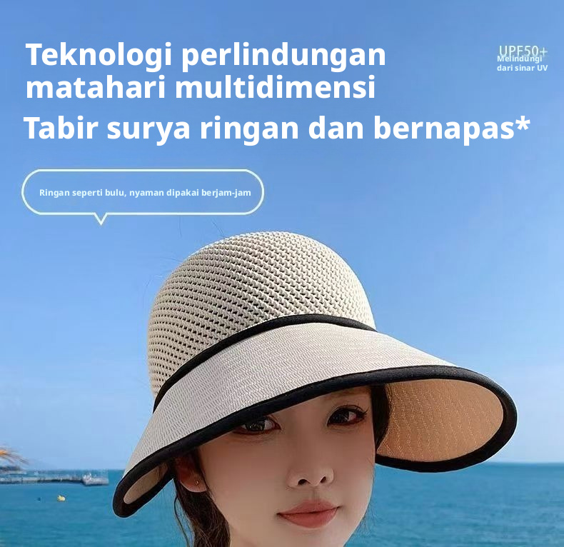 Wanita Lipat Bucket Sun Hat UV Protection Lebar Brim Outdoor Beach Hat