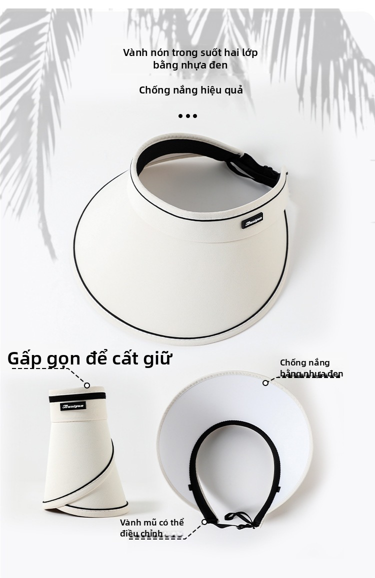 Mũ che nắng hàng đầu dành cho nữ, Mũ rộng vành có thể gập lại chống tia cực tím Mũ thể thao bãi biển ngoài trời mùa hè có thể gập lại cho quý cô