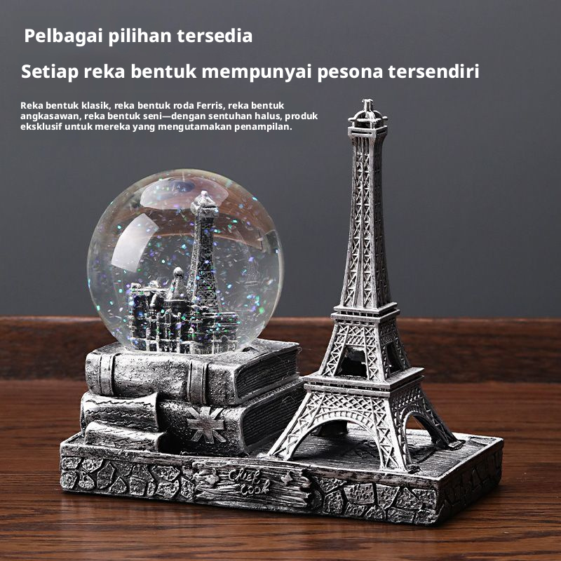Vintaj Paris Menara Eiffel Bola Kristal Hiasan Kreatif Kabinet Wain Hiasan Desktop Perabot untuk Ruang Tamu Hiasan Rumah