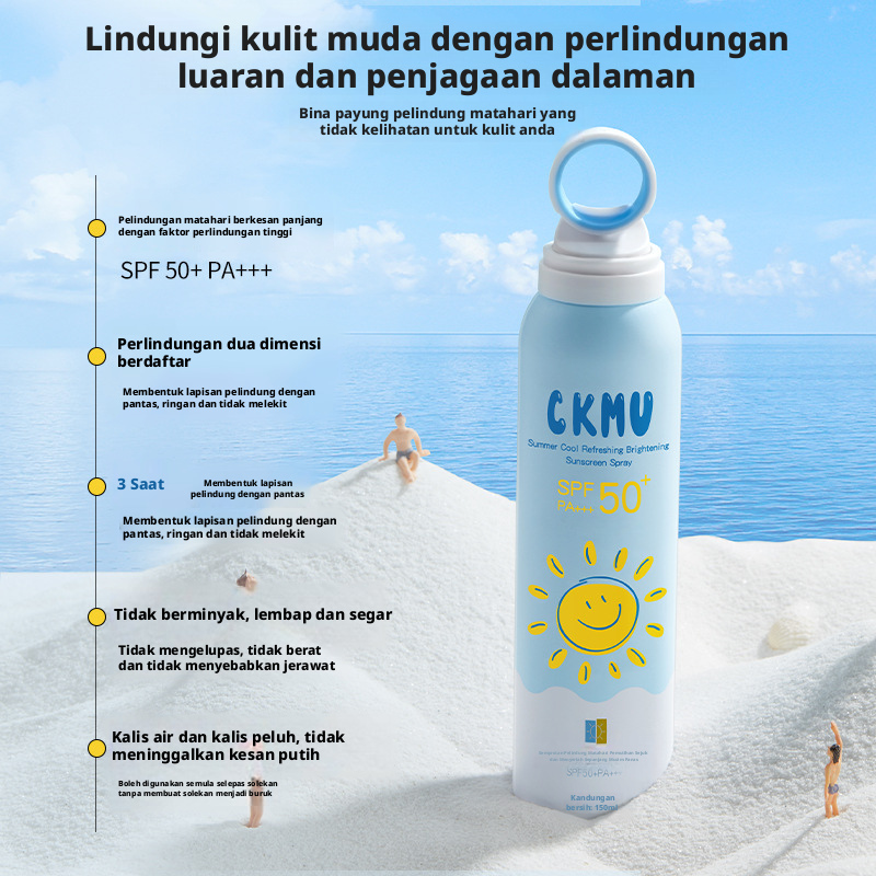 Semburan Pelindung Matahari Menghidratkan Saiz Perjalanan SPF50 Untuk Kulit Sensitif Blok UV Spektrum Luas