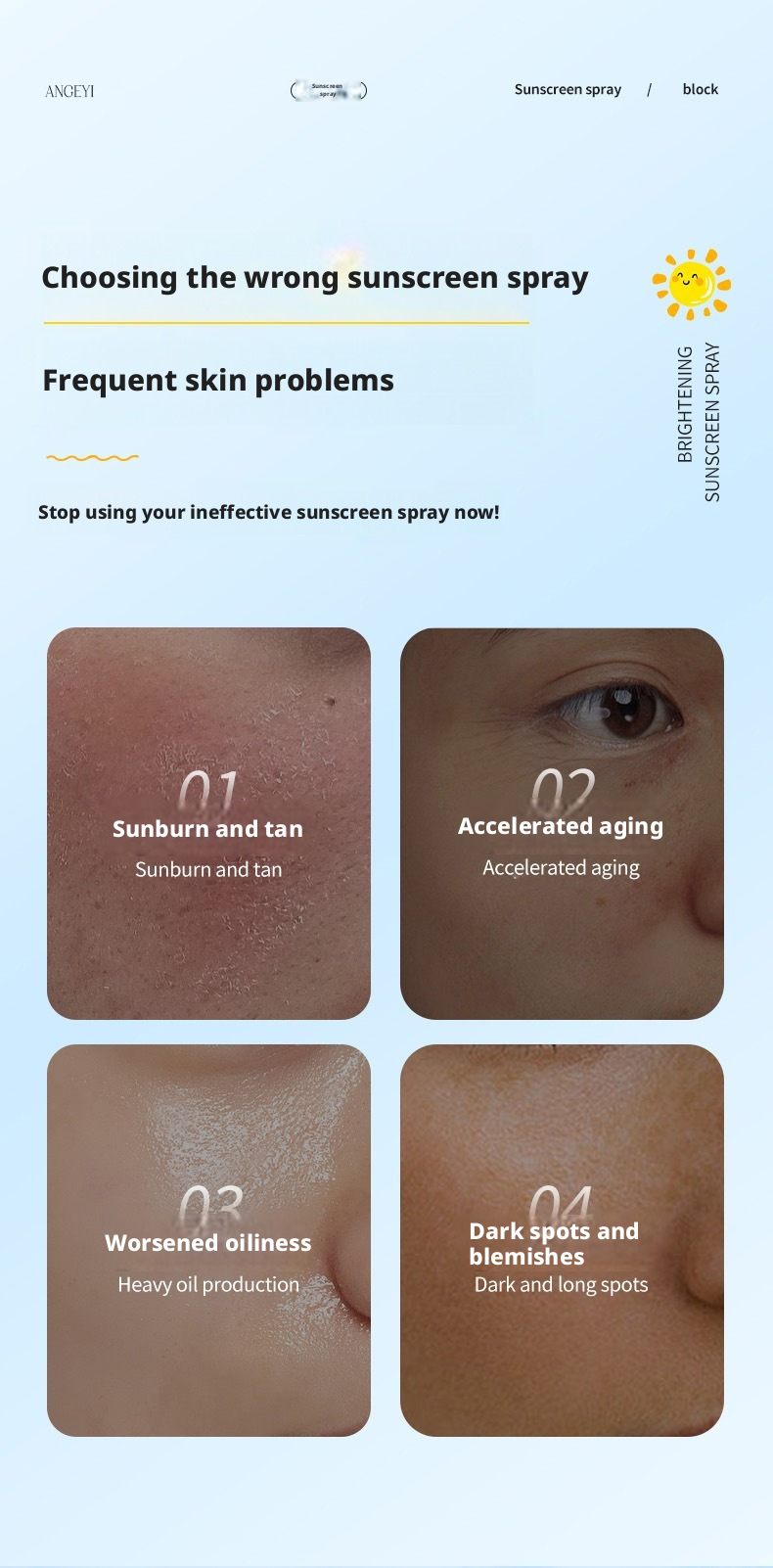 Travel Size Hydrating Sunscreen Spray SPF50 For Sensitive Skin Broad Spectrum UV Block