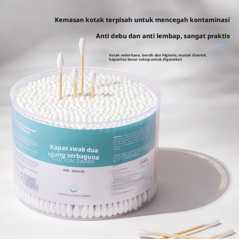Penyeka Kapas Kepala Ganda Sekali Pakai Tongkat Kapas Multi-size untuk Makeup Remover Membersihkan Telinga Disinfeksi Kulit
