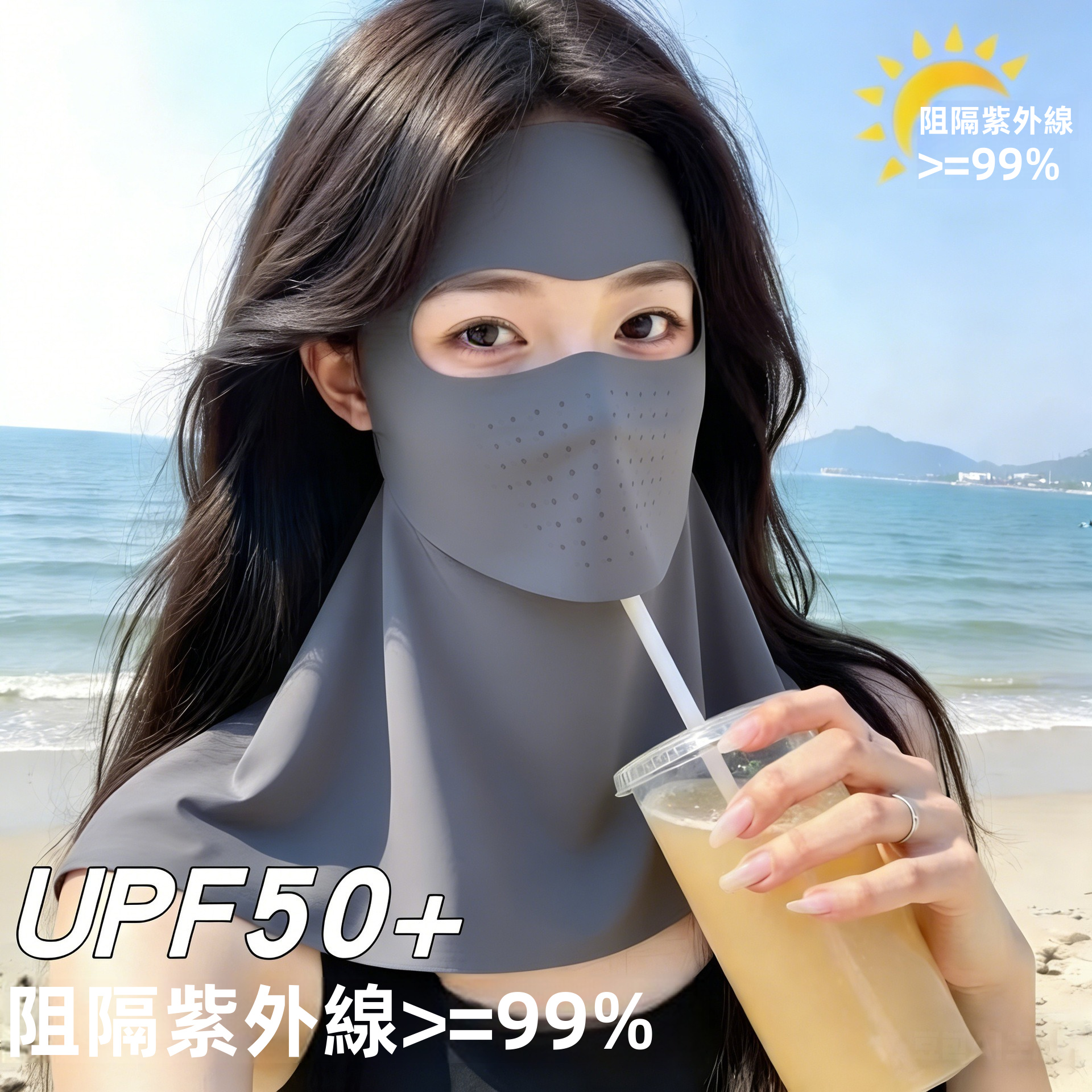 Breathable Open Nose Sun Protection Face Mask Upf50 Uv Shield for Cycling Driving