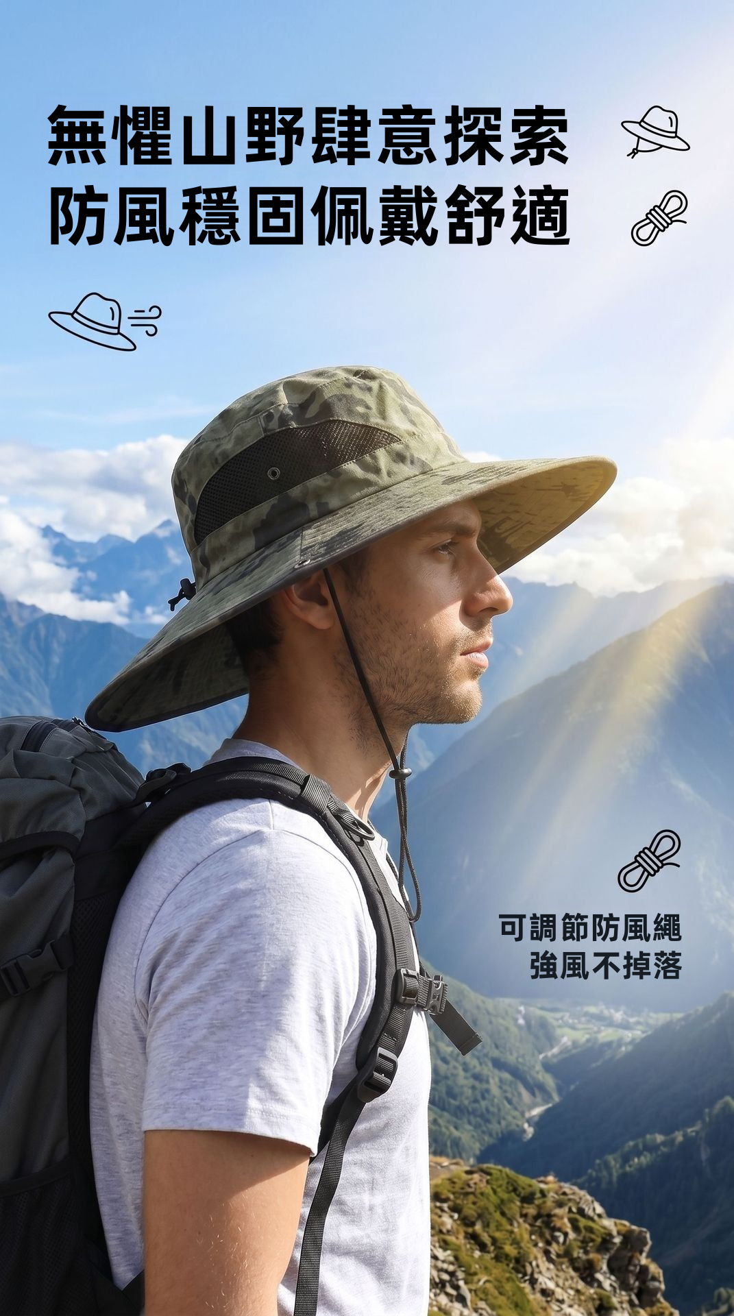 Men Super Wide Brim Sun Hat Upf50 Uv Protection Breathable Outdoor Fishing Hat