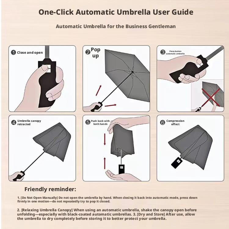 One Touch Auto Open Umbrella Compact Windproof Waterproof Folding Travel Umbrella for Outdoor Commuting