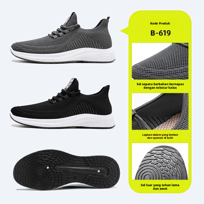 Sepatu Lari Bernapas Pria Sol Lembut Sepatu Kets Kasual Ringan