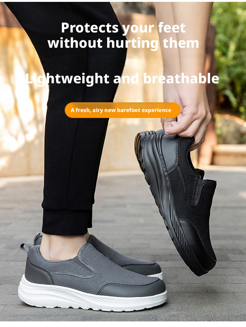 Men's Lightweight Walking Shoes Slip-resistant Soft Sole Breathable Mesh Casual Sneakers for Seniors