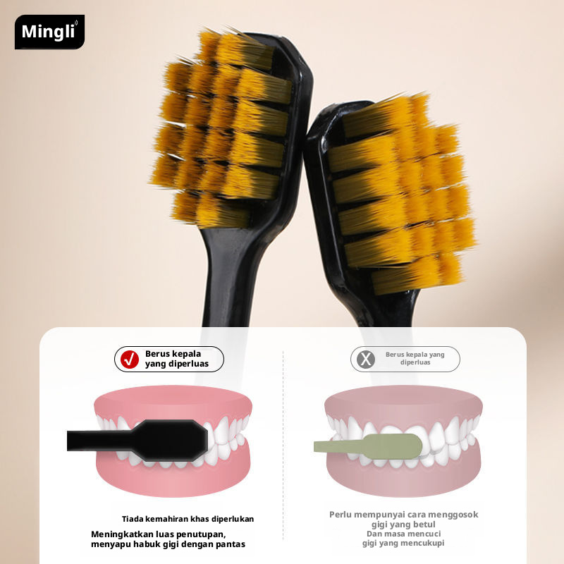 Sikat Gigi Bulu Lembut Mingli untuk Dewasa, Sikat Gigi Manual Pegangan Kristal, P-Paket untuk Perawatan Mulut
