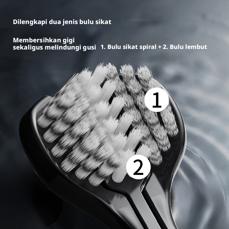 Sikat Gigi Bulu Lembut Dewasa 3 Paket, Sikat Gigi Manual Triple-Head untuk Pembersihan Dalam