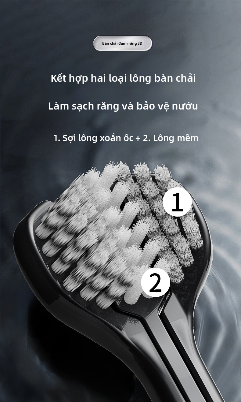 Bàn chải đánh răng lông mềm dành cho người lớn 3 gói, Bàn chải đánh răng thủ công ba đầu để làm sạch sâu
