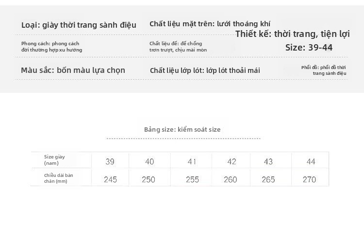 Giày nam lưới thoáng khí, giày thể thao đế thấp đế cao su chống trơn trượt cho mùa xuân hè thu