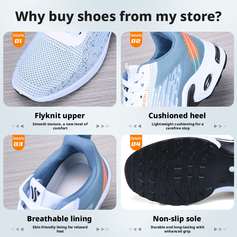 Men's Breathable Casual Running Shoes, Lightweight Air Cushion Sneakers for Spring and Autumn