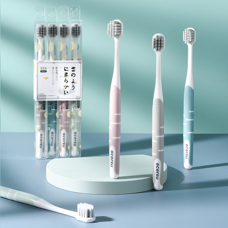 銀離子成人軟毛牙刷，4支裝，家用手動牙刷