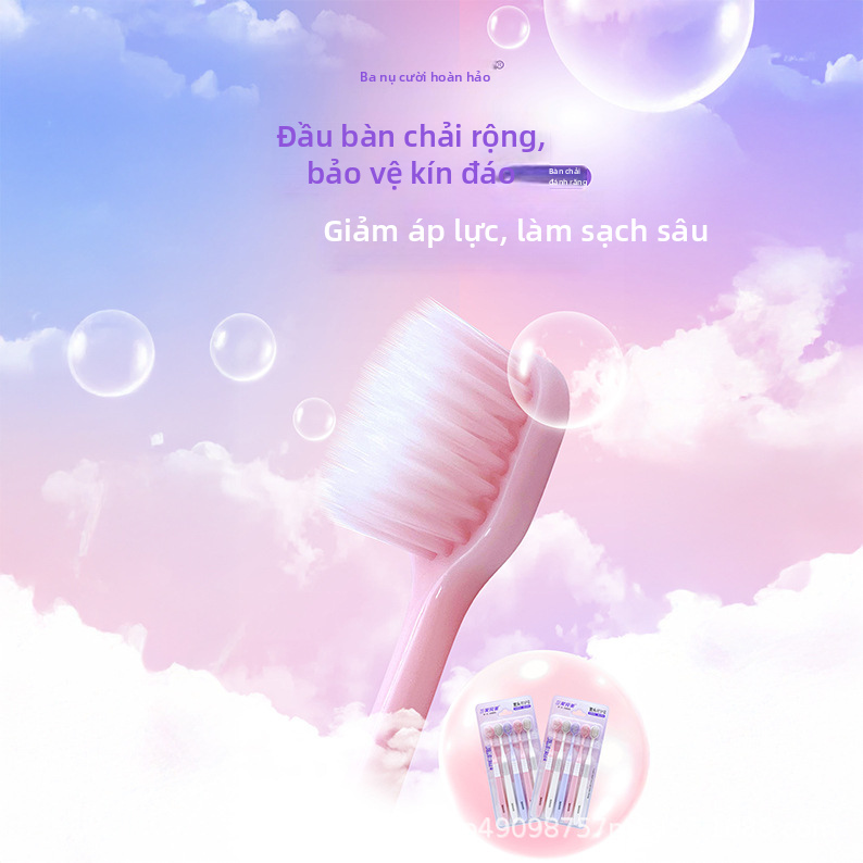 Bàn chải đánh răng lông mềm dành cho người lớn 5 gói, Bàn chải đánh răng thủ công đầu mỏng cho các cặp đôi tại nhà