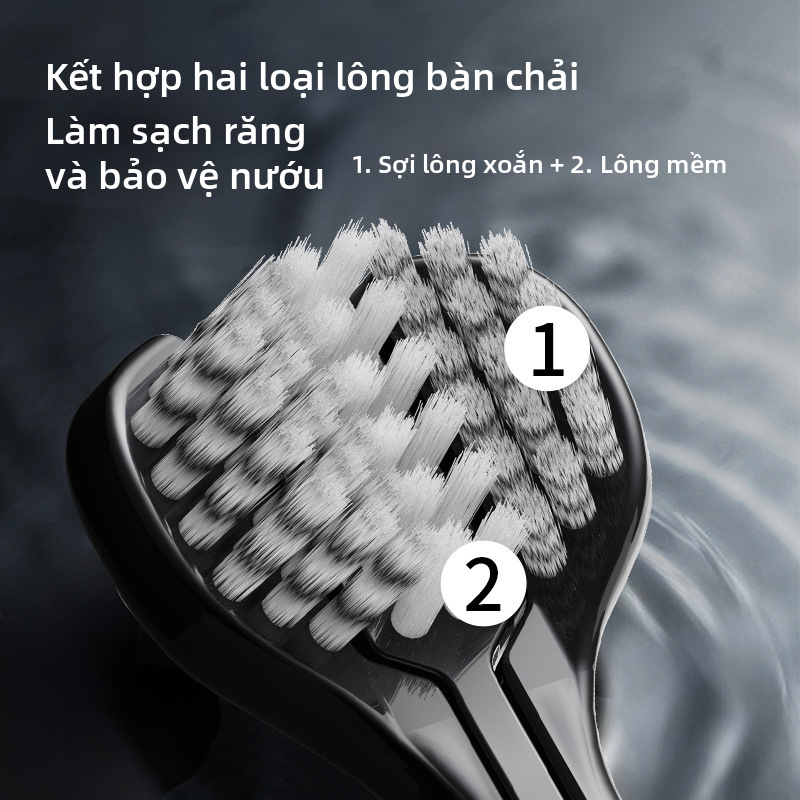 Bàn chải đánh răng lông mềm dành cho người lớn 3 gói, Bàn chải đánh răng thủ công ba đầu để làm sạch sâu