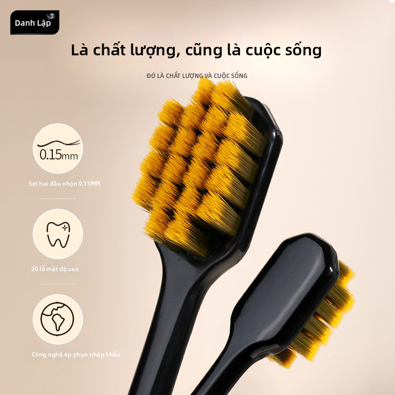Bàn chải đánh răng lông mềm Mingli cho người lớn, Bàn chải đánh răng thủ công tay cầm pha lê, 2 gói để chăm sóc răng miệng