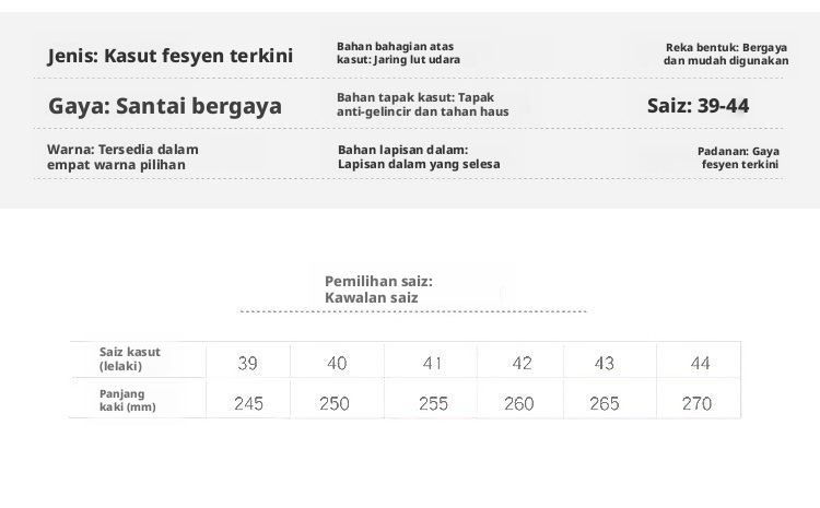 Kasut Kasual Jaring Bernafas Lelaki, Tapak Getah Tidak Licin Kasut Atasan Rendah untuk Musim Bunga Musim Panas Musim Gugur