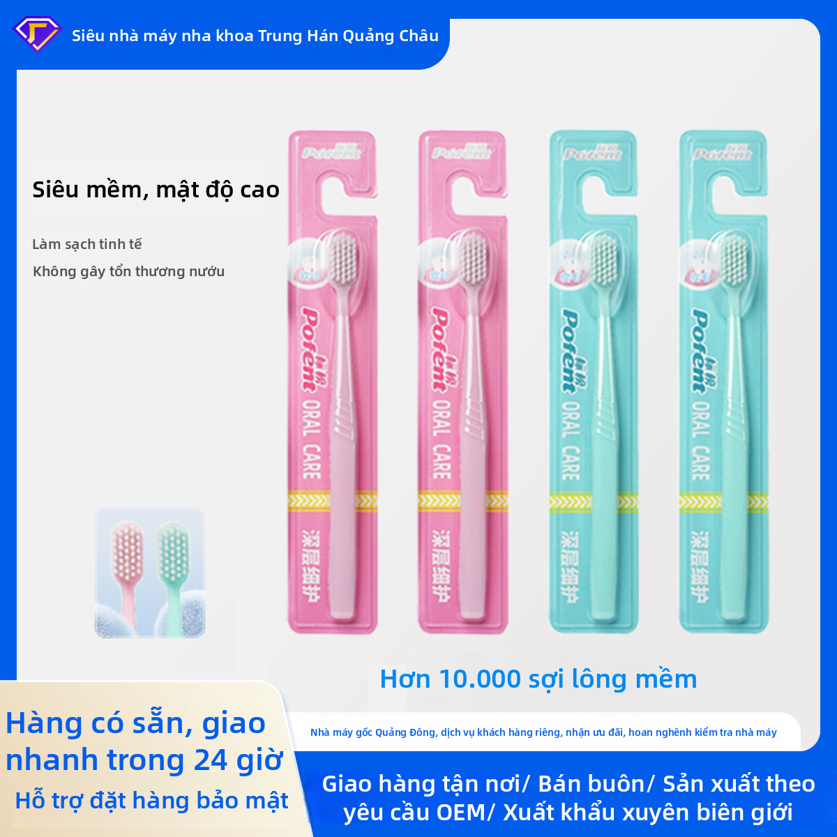 Bàn chải đánh răng lông mềm dành cho người lớn, Bàn chải đánh răng thủ công để sử dụng tại nhà, Trung Quốc