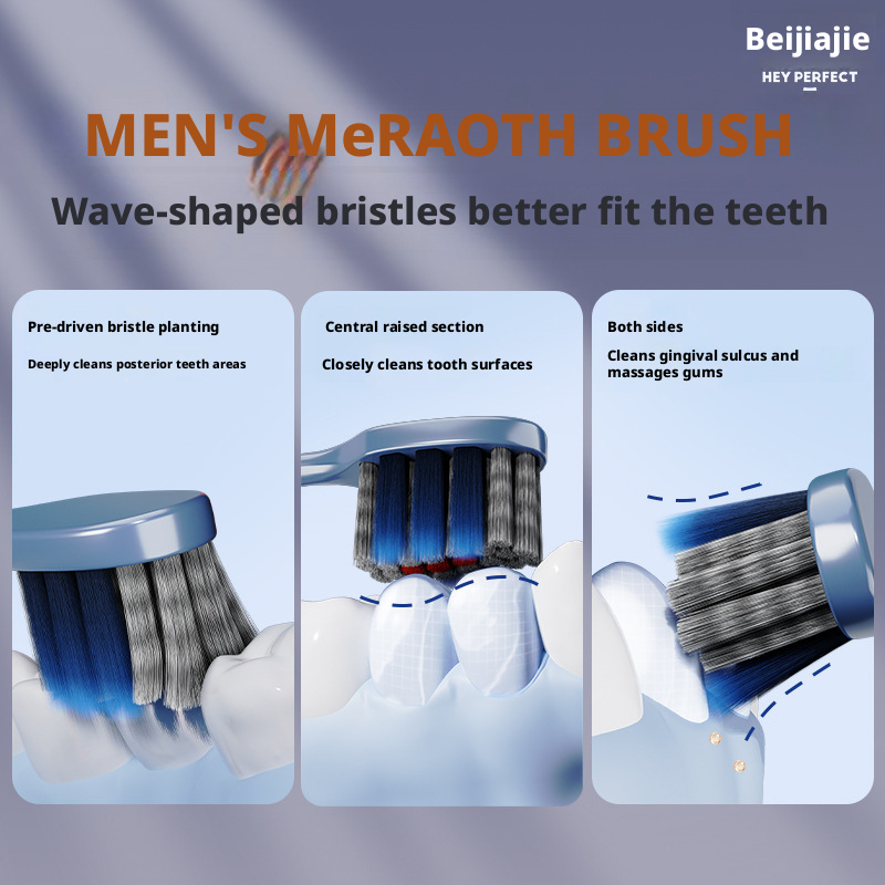 Beijiajie Adult Toothbrush Medium Bristles, Deep Cleansing Gum Care, China