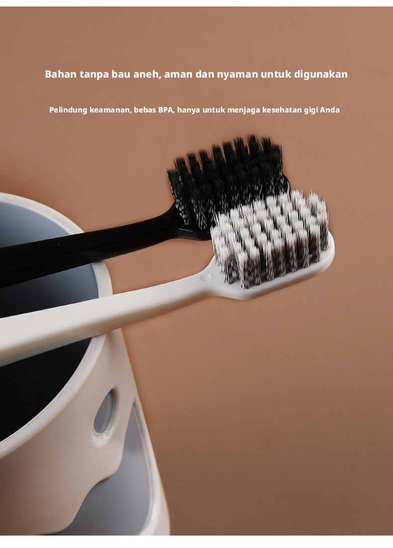 Adult Soft Fur Toothbrush 2 Packs, Black White Spiral Fur, Manual Toothbrush for Daily Oral Care