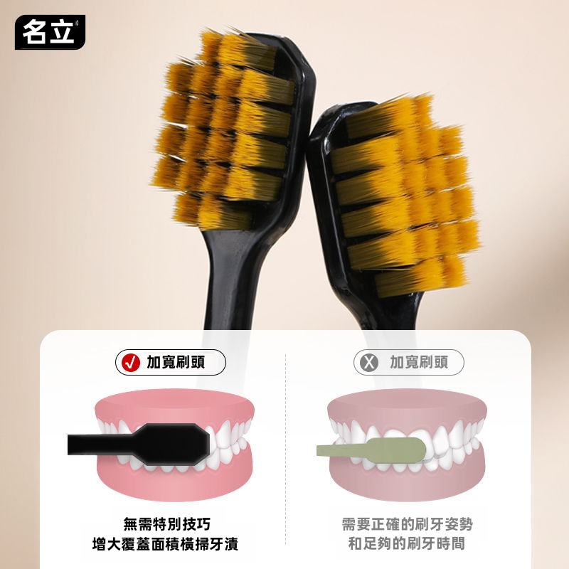 明麗軟毛成人牙刷，水晶手柄手動牙刷，2支裝口腔護理