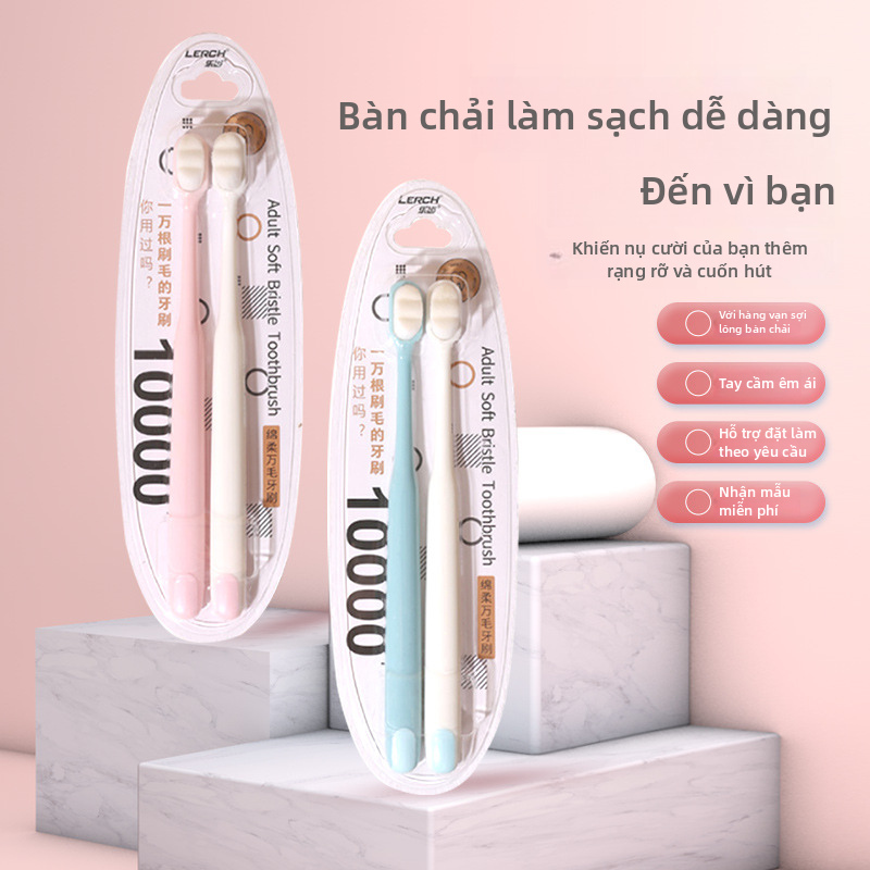 Sikat Gigi Bulu Lembut LERCH 2 Pack, Sikat Gigi Manual untuk Dewasa, Cina