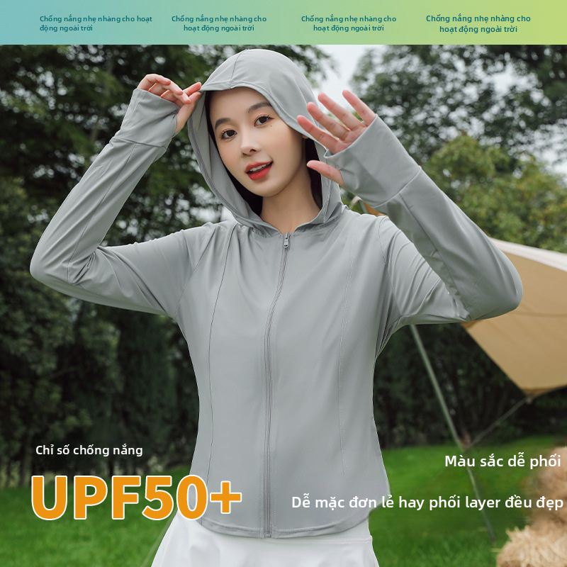 Áo khoác trùm đầu chống tia cực tím nylon của phụ nữ, áo khoác chống nắng mùa hè nhẹ và thoáng khí