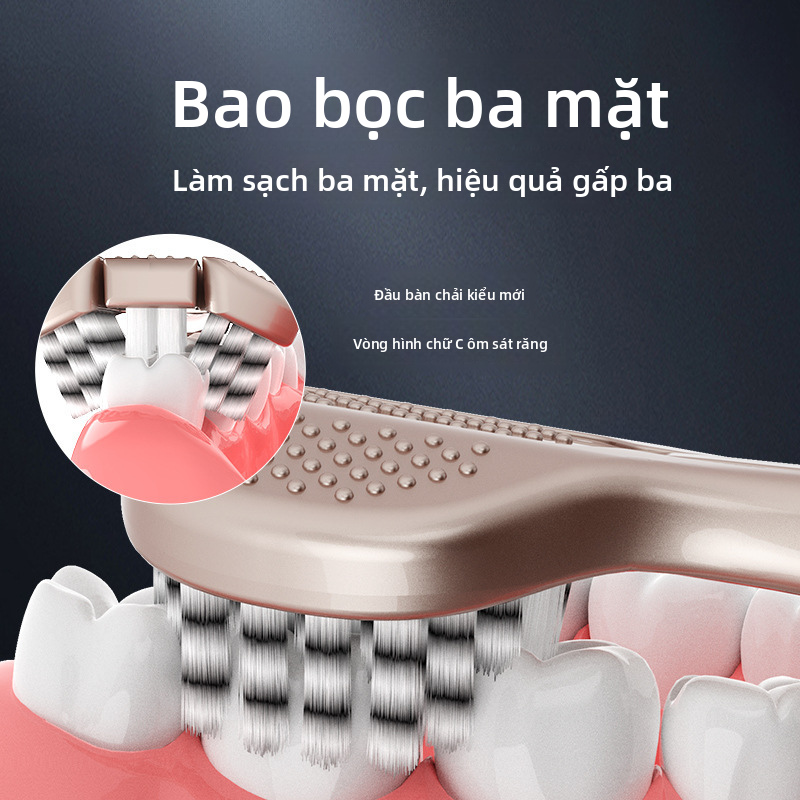 Bàn chải đánh răng lông mềm dành cho người lớn 3 gói, Bàn chải đánh răng thủ công ba đầu để làm sạch sâu