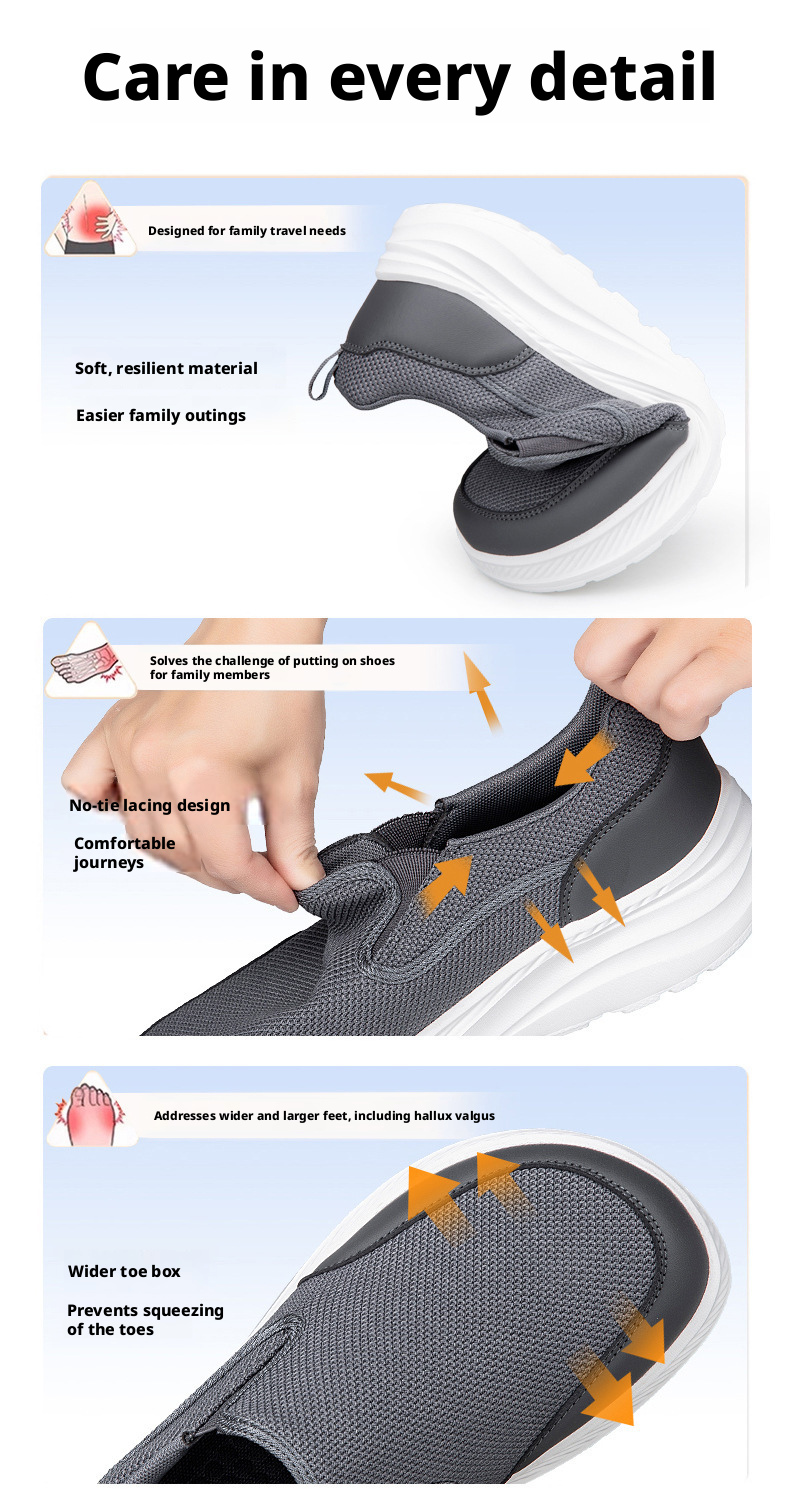 Men's Lightweight Walking Shoes Slip-resistant Soft Sole Breathable Mesh Casual Sneakers for Seniors