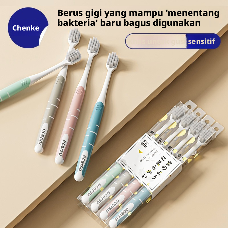 Berus Gigi Bulu Lembut Dewasa dengan Ion Perak, 4 Pek, Berus Gigi Manual untuk Kegunaan Rumah