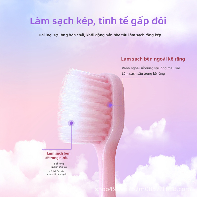 Bàn chải đánh răng lông mềm dành cho người lớn 5 gói, Bàn chải đánh răng thủ công đầu mỏng cho các cặp đôi tại nhà