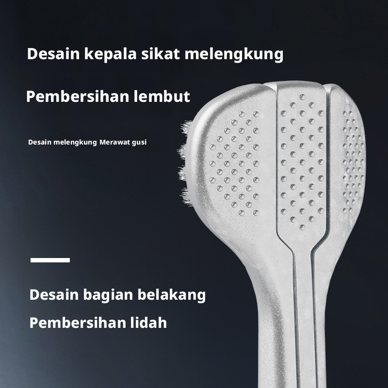 Sikat Gigi Bulu Lembut Dewasa 3 Paket, Sikat Gigi Manual Triple-Head untuk Pembersihan Dalam