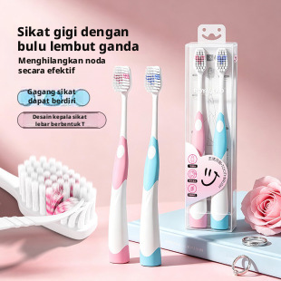 Sikat Gigi Bulu Lembut Dewasa dengan Ion Perak, 4 Paket, Sikat Gigi Manual untuk Penggunaan Di Rumah