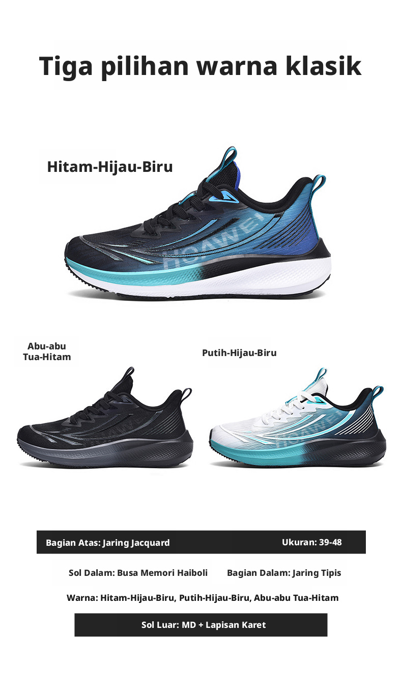 Sepatu Lari Mesh Bernapas Pria Sepatu Santai Ringan untuk Olahraga