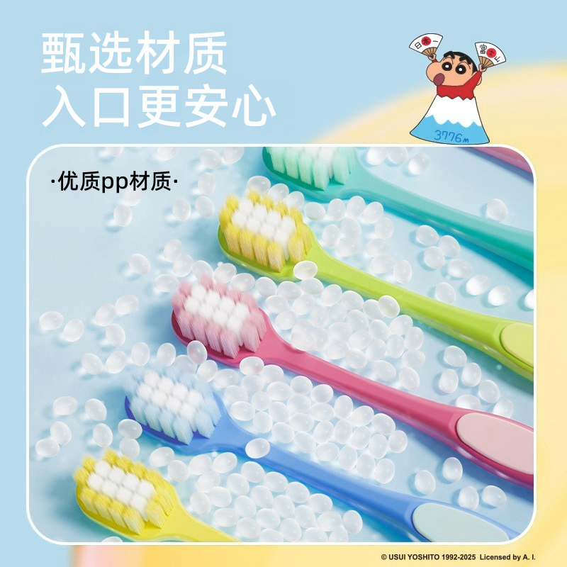 RAOYI蜡笔小新持牌成人软牙刷2支带徽章别针