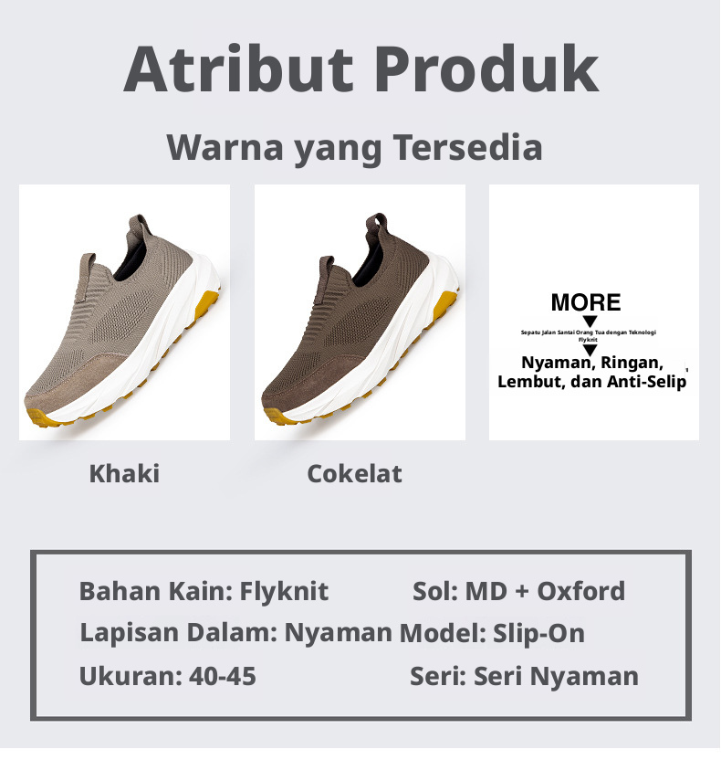 Sepatu Berjalan Mesh Bernapas Pria Sepatu Sneakers Kasual Slip-On Ringan
