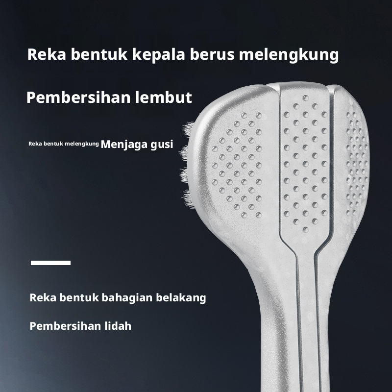 Berus Gigi Bulu Lembut Dewasa 3 Pek, Berus Gigi Manual Tiga Kepala untuk Pembersihan Dalam