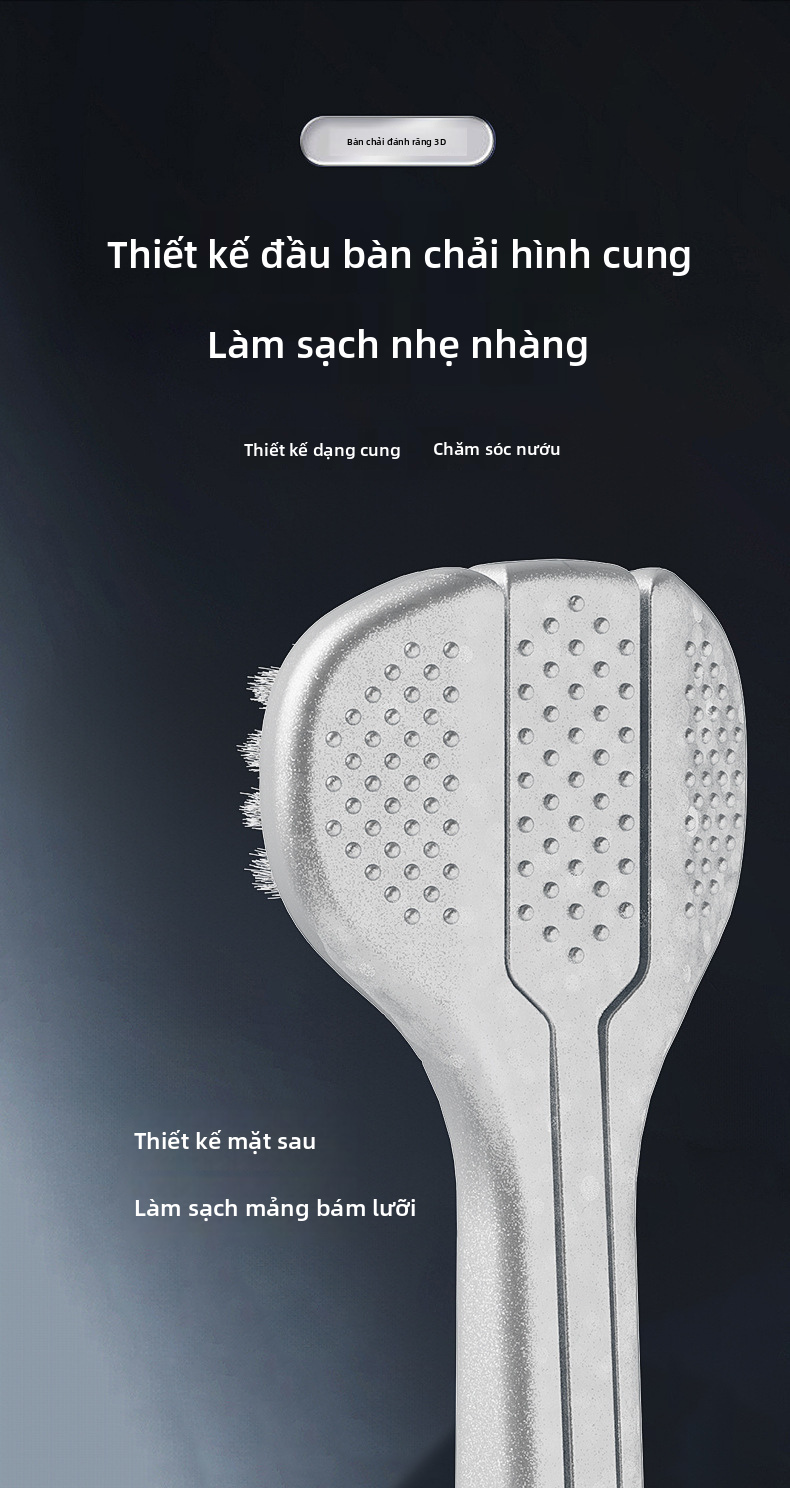 Bàn chải đánh răng lông mềm dành cho người lớn 3 gói, Bàn chải đánh răng thủ công ba đầu để làm sạch sâu