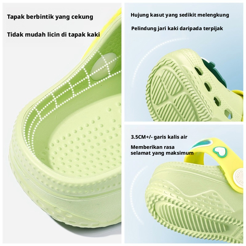 Selipar EVA Mario yang ceria untuk kanak-kanak, kasut pantai jenis slip-on untuk musim panas, sesuai untuk bayi kecil serta budak lelaki dan perempuan.