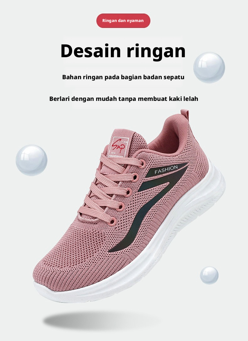 Sepatu Sneaker Flyknit yang Nyaman untuk Wanita, Sepatu Berhak Lembut dan Ringan untuk Berjalan Santai di Musim Semi, Musim Panas, dan Musim Gugur